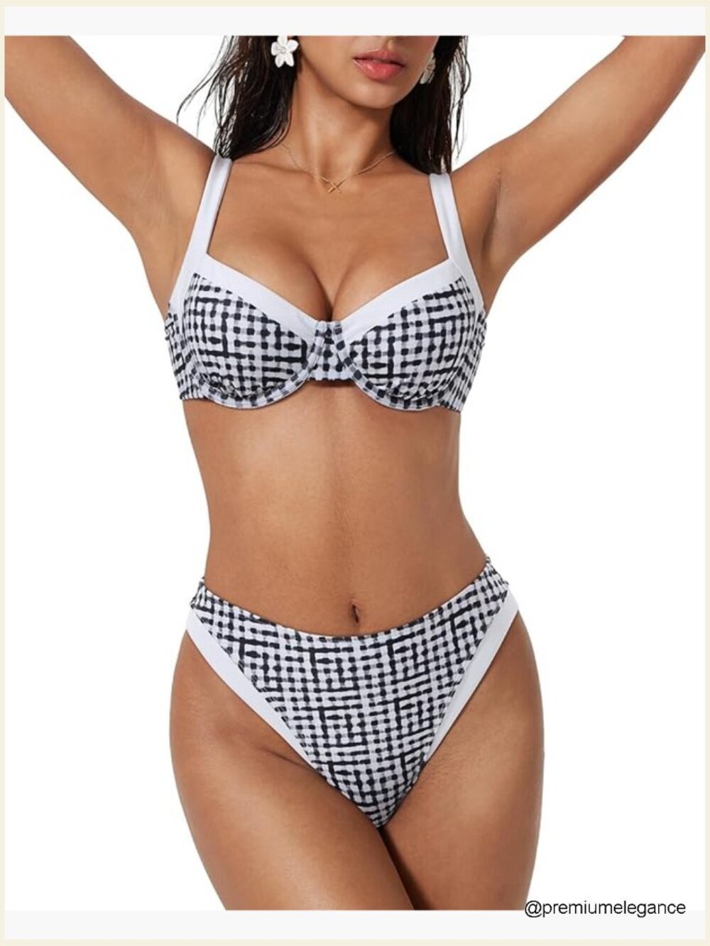 Underwire Bikini Set Cheeky High Cut 2 Piece Swimsuit Tummy Control Push Up